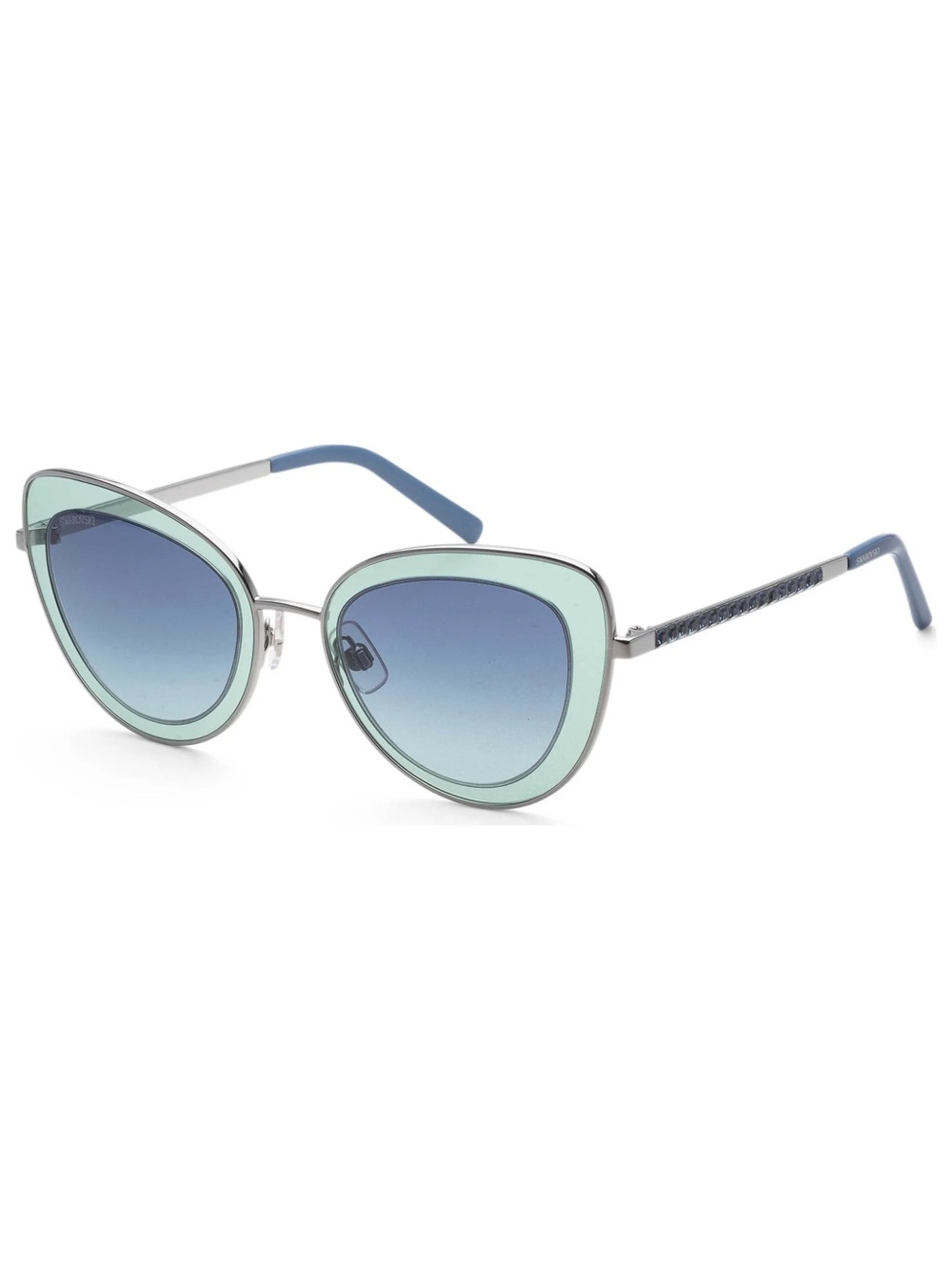 SALE 🤯 Full Inclusion Swarovski Women's Sunglasses Cat Eye Green Blue SK0144
